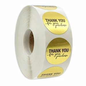 500 pieces gold foil Thank you stickers